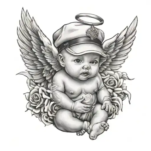 Gangster Baby Angel tattoo design idea