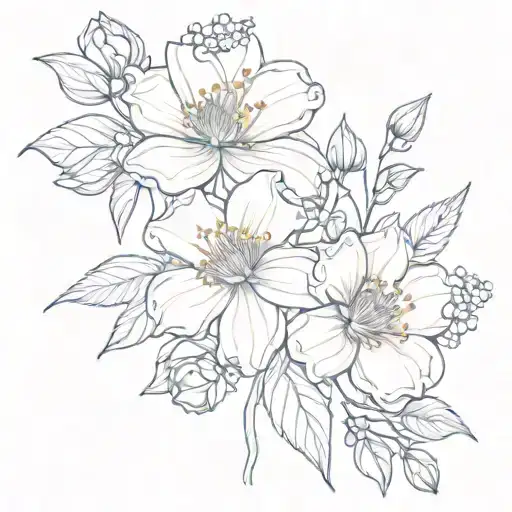may and and 2 august birth flowers with Sarah for august stem Mariah as other august and Kelsie for may tattoo design idea