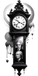 grandfather clock with melting clockface and memories of my mother and grandparents  tattoo design idea