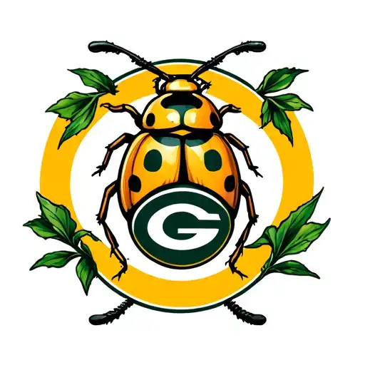 Greenbay packers logo with lady bug tattoo design idea