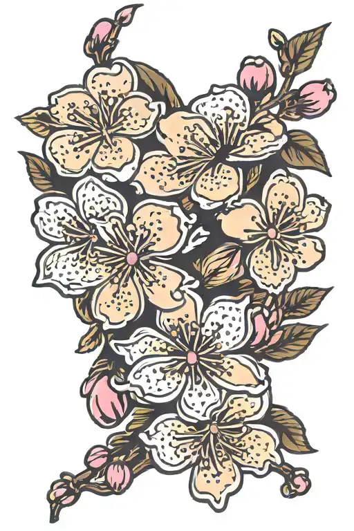 cherry blossoms with hearts tattoo design idea