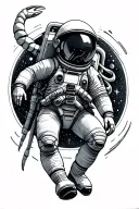 astronaut floating in space with zodiac scorpio background tattoo design idea