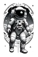 astronaut floating in space with zodiac scorpio background tattoo design idea