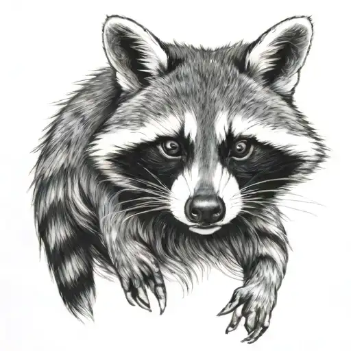 racoon with 2 faces merged together tattoo design idea
