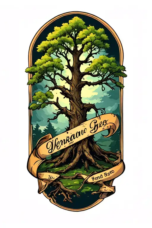 alder tree with name intertwined tattoo design idea