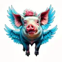 pig with wings tattoo design idea