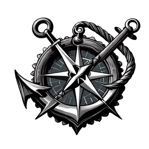 Anchor And Compass tattoo design idea