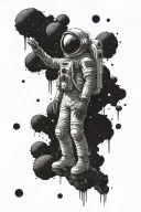 skeletal astronaut with skull tattoo design idea