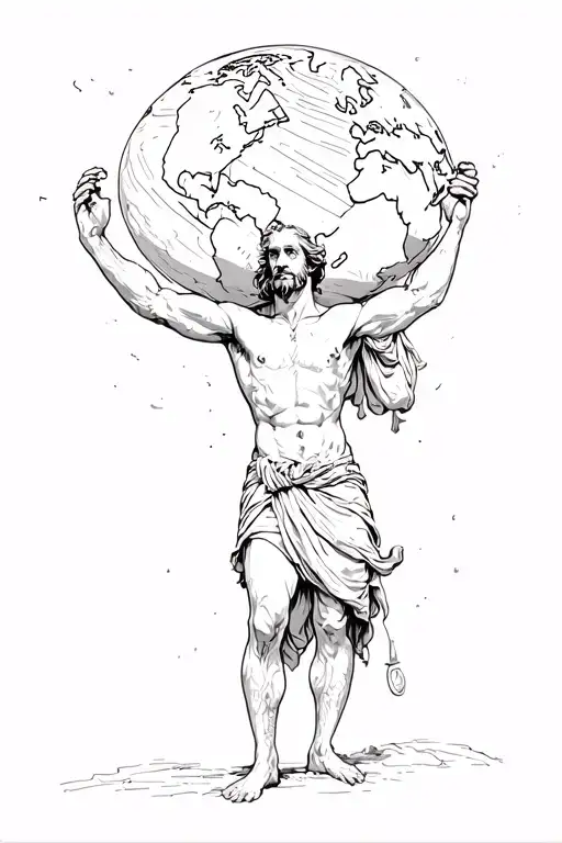 Tattoo of an old Atlas carrying the world on his shoulders.   tattoo design idea