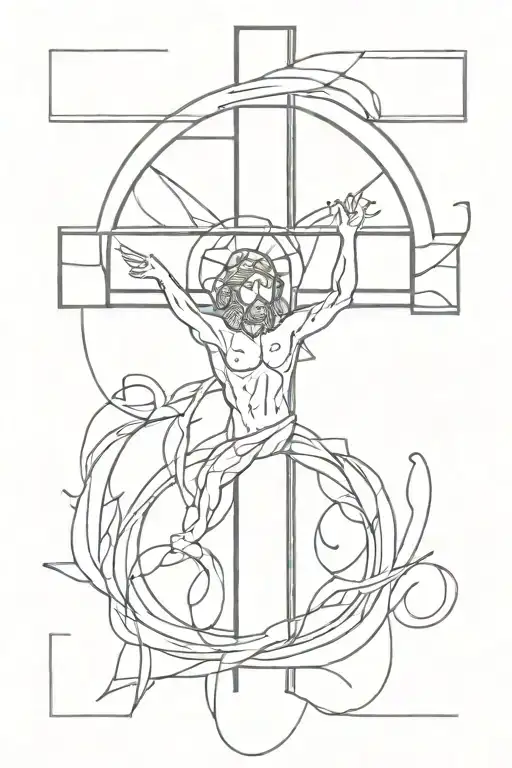 M with christ cross tattoo design idea