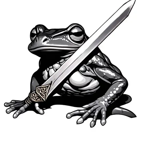 frog with sword tattoo design idea