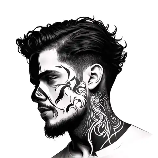 man with double face tattoo tattoo design idea