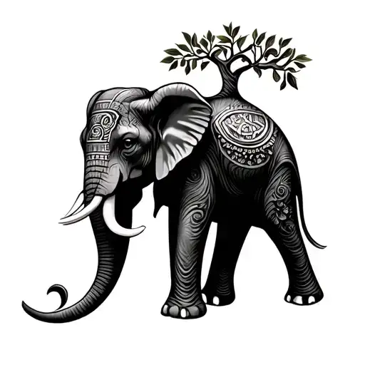 ankh elephant tree of life tattoo design idea
