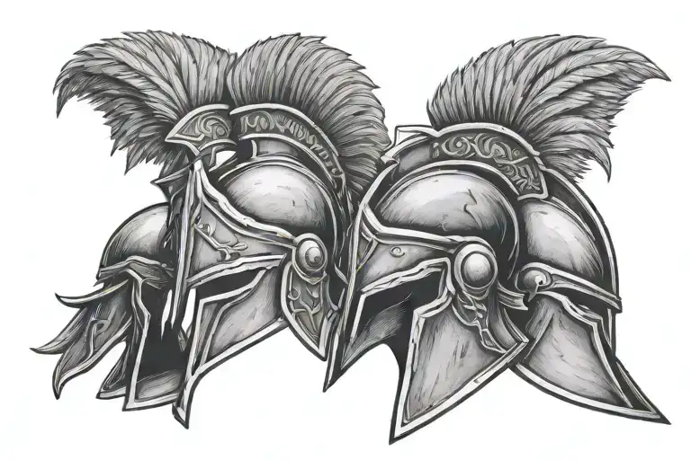 3 spartan helmets tattoo design idea