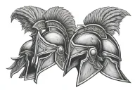 3 spartan helmets tattoo design idea