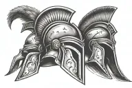 3 spartan helmets tattoo design idea