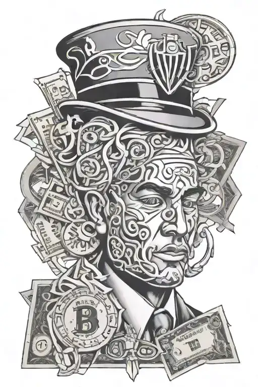 money gangster tattoo design idea