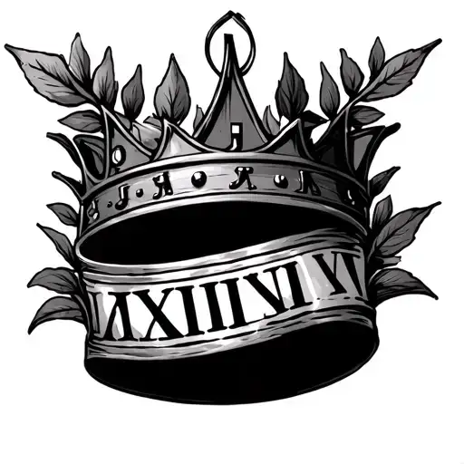 Roman numeral IV and Caesar's leaf crown and music notes tattoo design idea