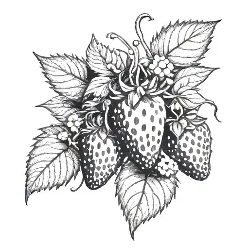 Strawberries, flowers, strawberries growing tattoo design idea