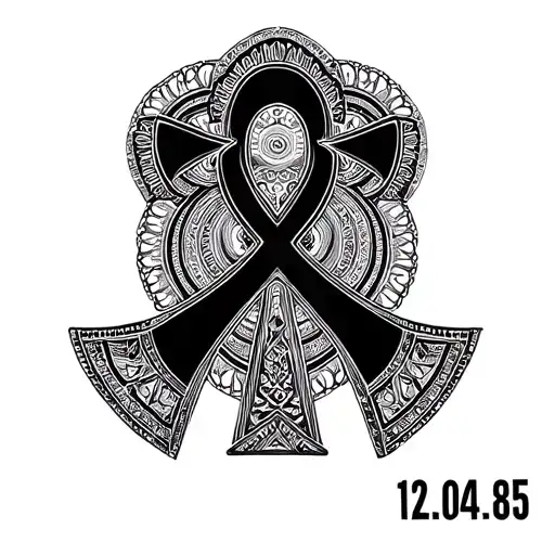 Ankh Symbol with Mandala and the Date 12.04.85  tattoo design idea