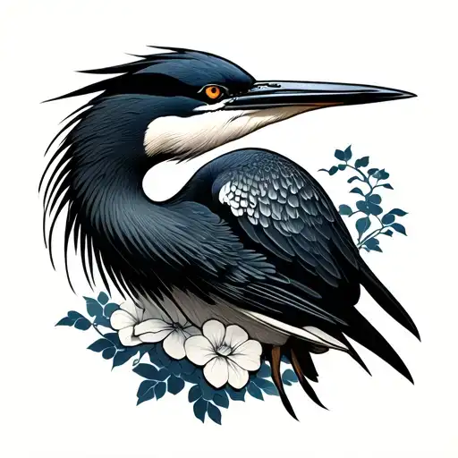 Japanese heron tattoo design idea