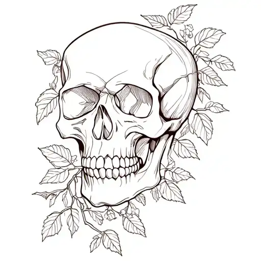 skull blackberry vine growing tattoo design idea