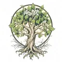 half sleeve Morton bay fig tree with roots tattoo design idea