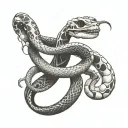 infinite snake shedding skin revealing skeleton in second half of its body tattoo design idea