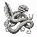 infinite snake shedding skin revealing skeleton in second half of its body tattoo design idea