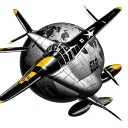 p51 mustang and globe tattoo design idea