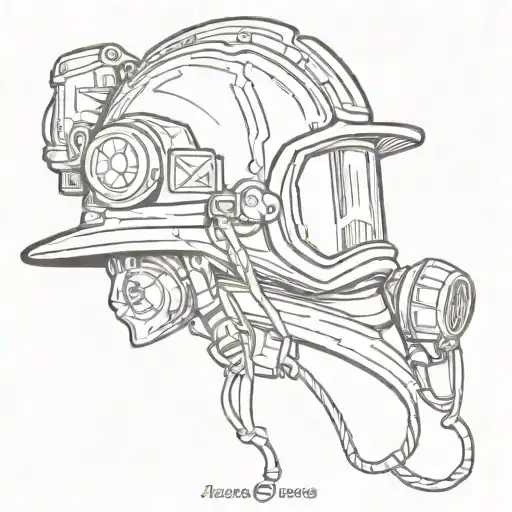 cartoon firefighter helmet tattoo design idea