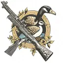 geese hunting rifle morphing tattoo design idea