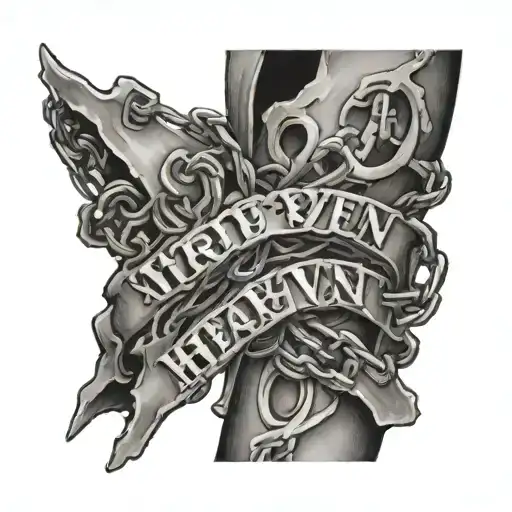 words made in heaven broken chains wrapped tattoo design idea