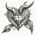 Heart with a bottom diamond shape and the top with horns  tattoo design idea