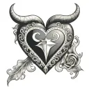 Heart with a bottom diamond shape and the top with horns  tattoo design idea