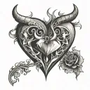 Heart with a bottom diamond shape and the top with horns  tattoo design idea