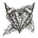 Heart with a bottom diamond shape and the top with horns  tattoo design idea