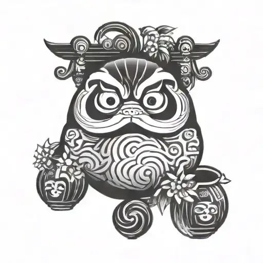daruma with fine lines tattoo design idea
