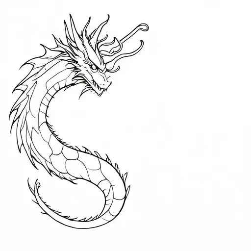 Fine Line long dragon without wings tattoo design idea