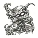 alien smoking a pipe tattoo design idea