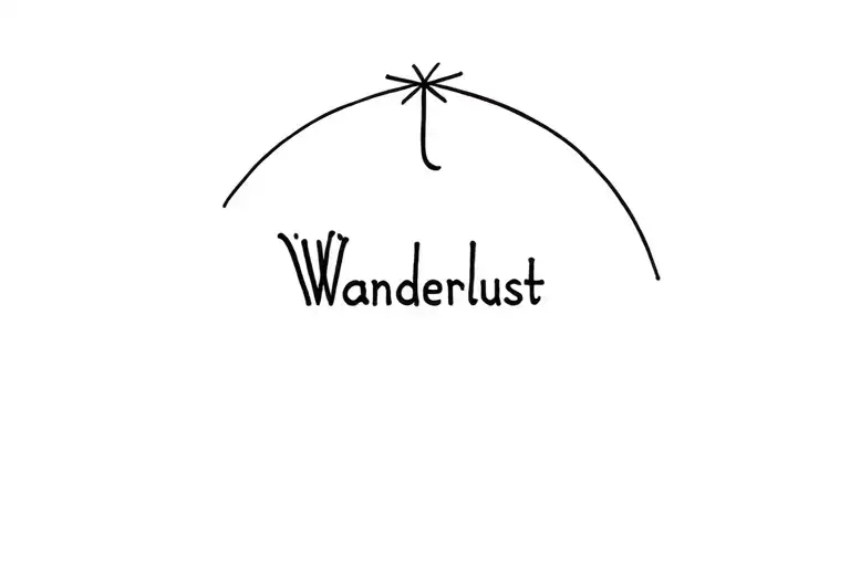 The tattoo should include the German word “Wanderlust.” It should have a minimalist, straight and very graphic look. tattoo design idea