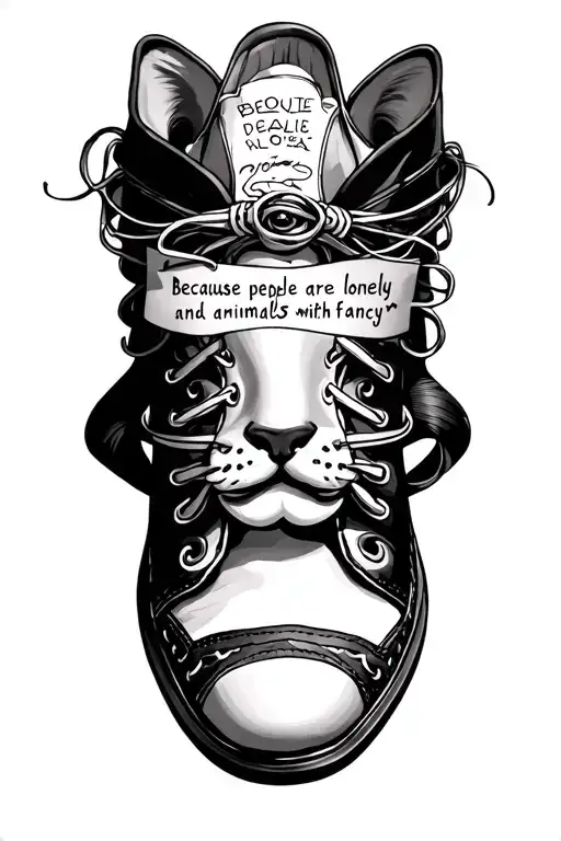 Salvador dali surrealism with quote "Because people are lonely and only animals with fancy shoes" tattoo design idea