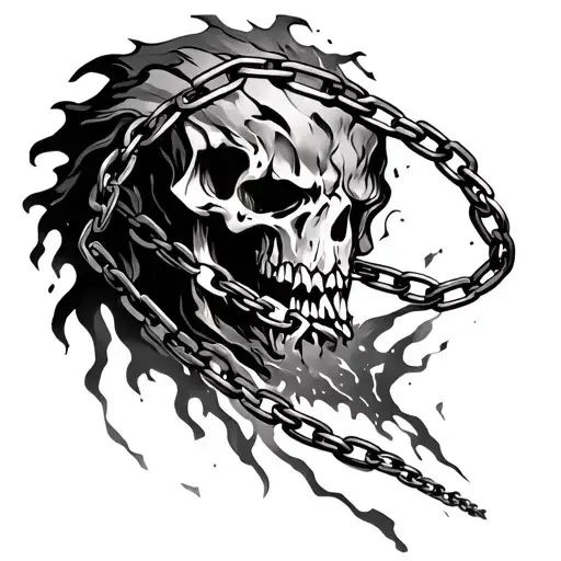 A one-of-a-kind tattoo design titled "Forged by Hell" – features molten chains breaking apart with glowing lava cracks,  tattoo design idea