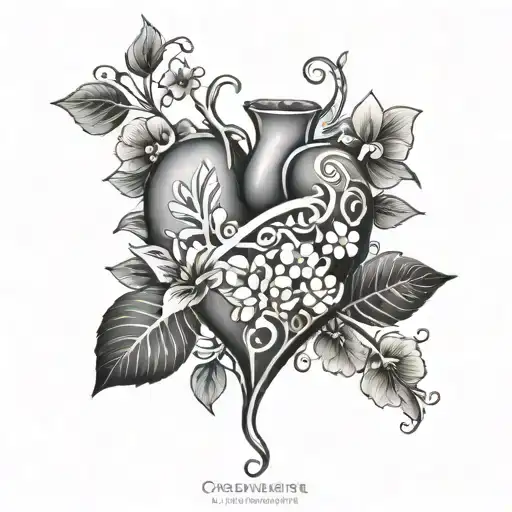 realistic a Oromo cal heart with flowers coming out of the top tattoo design idea