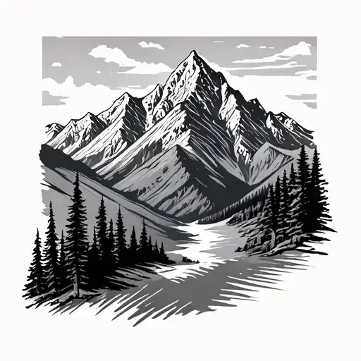 Teton range tattoo design idea