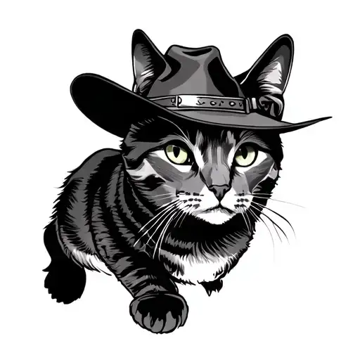 Cowboy Cat tattoo design idea