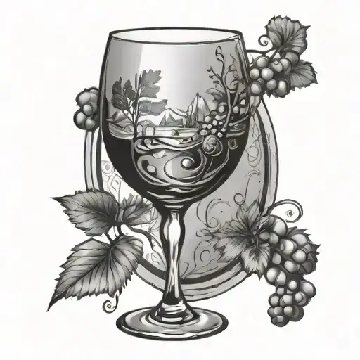 wine glass tattoo design idea