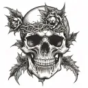 skull with thorns tattoo design idea