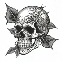 skull with thorns tattoo design idea