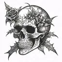skull with thorns tattoo design idea